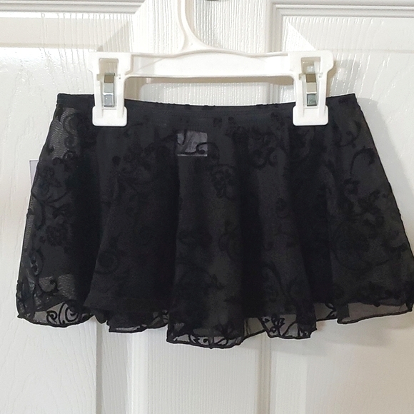 NWT Pau Brook Dancewear Black Velvet Flower Sheer Ballet Tutu Skirt Size Child - Picture 3 of 7